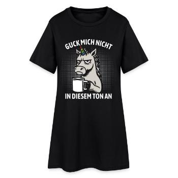 Guck mich nicht in diesem Ton an - Einhorn - Frauen T-Shirt-Kleid - Schwarz - Vorne