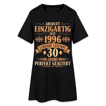 Einzigartig seit 1996 - 30. Geburtstag Vintage - Frauen T-Shirt-Kleid - Schwarz - Vorne