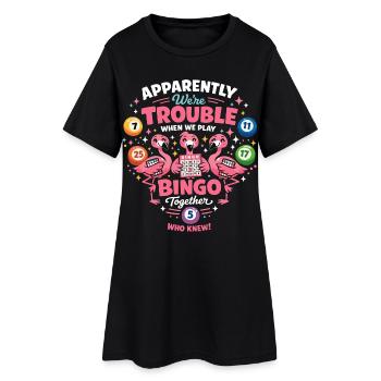 Bingo Flamingos Funny Saying Ladies Design - Women’s T-Shirt Dress - black - Front