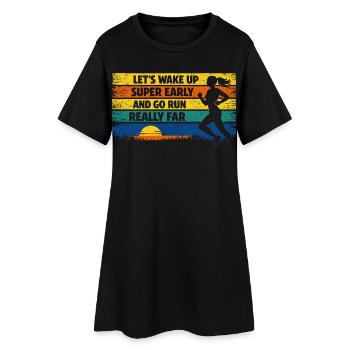Laufen Joggen Lustiger Spruch Sonnenaufgang Retro  - Frauen T-Shirt-Kleid - Schwarz - Vorne