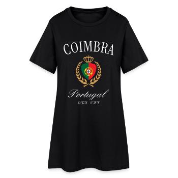 Coimbra Portugal Wappen Krone – Reise Souvenir - Frauen T-Shirt-Kleid - Schwarz - Vorne