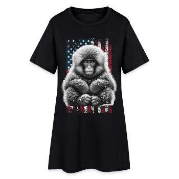 Japanese Macaque US Japanmakak - Frauen T-Shirt-Kleid - Schwarz - Vorne