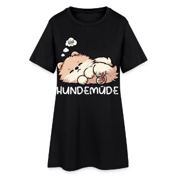 Hundemüde Zwergspitz Zwergspitze Spitzhund Spitz - Frauen T-Shirt-Kleid - Schwarz - Vorne