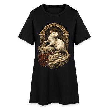 Farbratte Fancy Rat Großmaus Hausratte - Frauen T-Shirt-Kleid - Schwarz - Vorne