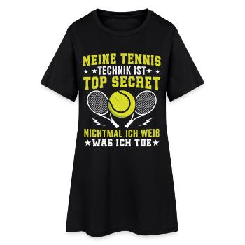 Meine Tennis Technik Is Top Secret  - Frauen T-Shirt-Kleid - Schwarz - Vorne