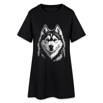 Husky - Frauen T-Shirt-Kleid - Schwarz - Vorne