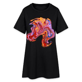 Color swirl neon pattern - Women’s T-Shirt Dress - black - Front