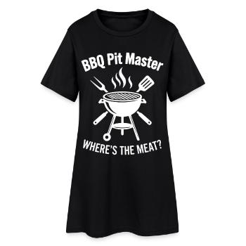 BBQ PIT MASTER WHERE’S THE MEAT Grill Grafik - Frauen T-Shirt-Kleid - Schwarz - Vorne