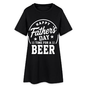 HAPPY FATHERS DAY TIME FOR A BEER Papa Emblem - Frauen T-Shirt-Kleid - Schwarz - Vorne