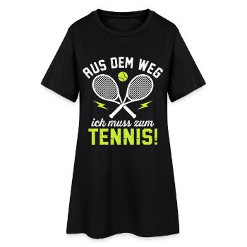 Aus dem Weg ich muss zum Tennis  - Frauen T-Shirt-Kleid - Schwarz - Vorne