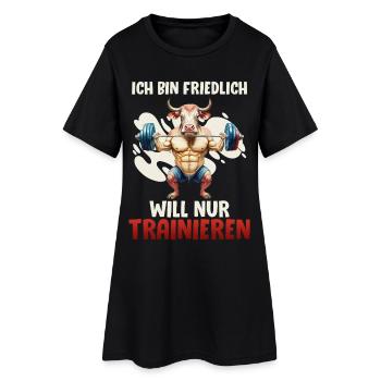 Gym BIN FREUNDLICH WILL NUR TRAINIEREN Lustig - Frauen T-Shirt-Kleid - Schwarz - Vorne