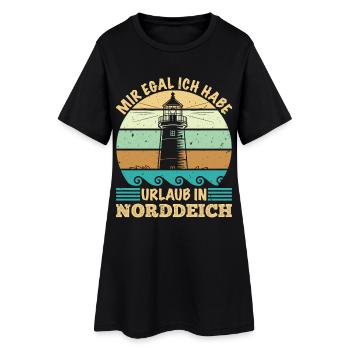 Nordsee MIR EGAL HABE URLAUB IN NORDDEICH Lustig - Frauen T-Shirt-Kleid - Schwarz - Vorne