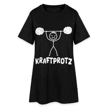 Strichmännchen KRAFTPROTZ Lustiges - Frauen T-Shirt-Kleid - Schwarz - Vorne