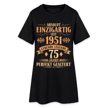 Einzigartig seit 1951 - 75. Geburtstag Vintage - Frauen T-Shirt-Kleid - Schwarz - Vorne
