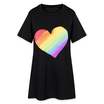 Cœur aquarelle arc-en-ciel - Robe T-shirt Femme - noir - Devant