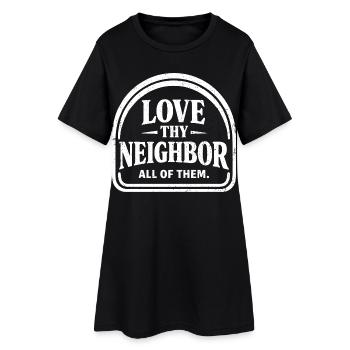 Liebe deine nächste Vintage-Wohltätigkeits-Friedensbotschaft - Frauen T-Shirt-Kleid - Schwarz - Vorne