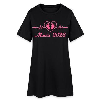 Mama 2026 Schwangerschaft Werdende Mutter - Frauen T-Shirt-Kleid - Schwarz - Vorne