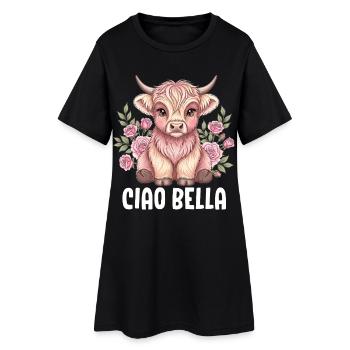 Ciao Bella - Frauen T-Shirt-Kleid - Schwarz - Vorne