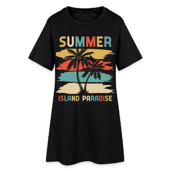 Fièvre du voyage au Paradis de l’Île d’Été - Robe T-shirt Femme - noir - Devant