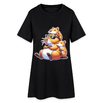 Capybara papa - Robe T-shirt Femme - noir - Devant