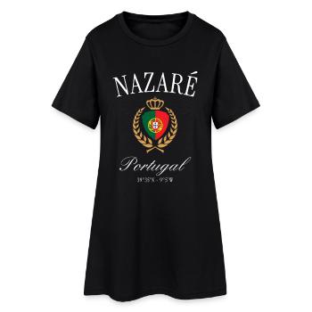 Nazaré Portugal Wappen Krone – Reise Souvenir - Frauen T-Shirt-Kleid - Schwarz - Vorne