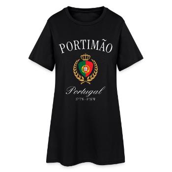 Portimão Portugal Wappen Krone – Reise Souvenir - Frauen T-Shirt-Kleid - Schwarz - Vorne