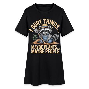 Jardinier de ratons laveurs : Plantes ou personnes - Robe T-shirt Femme - noir - Devant