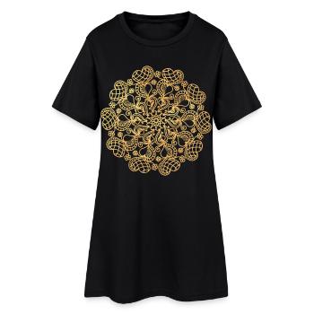 Mandala made of hearts - gold - Women’s T-Shirt Dress - black - Front