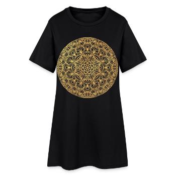 Art Nouveau Mandala - gold - Women’s T-Shirt Dress - black - Front
