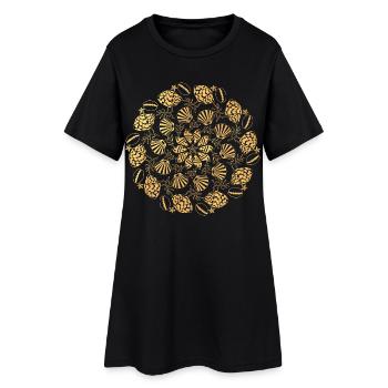 Mandala de coquillage - or - Robe T-shirt Femme - noir - Devant