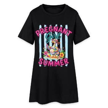 Schwangere Sommer Lustige Gänsmutter - Frauen T-Shirt-Kleid - Schwarz - Vorne