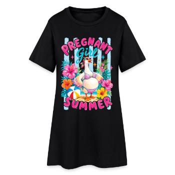 Schwangere Sommer Lustige Gänsmutter - Frauen T-Shirt-Kleid - Schwarz - Vorne