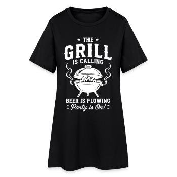 THE GRILL IS CALLING Beer Is Flowing BBQ - Robe T-shirt Femme - noir - Devant