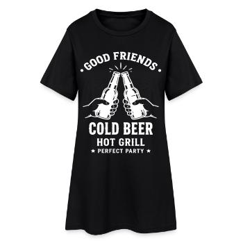 BONS AMIS BIÈRE FROIDE GRILL Soirée - Robe T-shirt Femme - noir - Devant