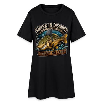 Shark In Disguise – Funny Carp Fishing Design - Women’s T-Shirt Dress - black - Front