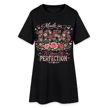 Cadeau 70 Ans Femme - Anniversaire 1956 Floral - Robe T-shirt Femme - noir - Devant