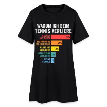 warum ich beim tennis verliere lustiges Tennis - Frauen T-Shirt-Kleid - Schwarz - Vorne