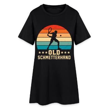 Old Schmetterhand Retro Tennis  - Frauen T-Shirt-Kleid - Schwarz - Vorne