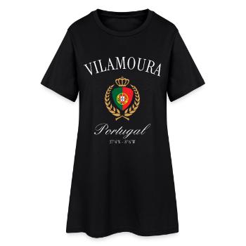 Vilamoura Portugal Wappen Krone – Reise Souvenir - Frauen T-Shirt-Kleid - Schwarz - Vorne