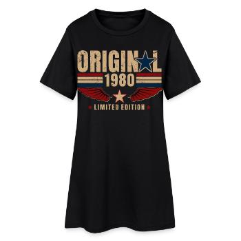 Cadeau d’anniversaire pour le 46e anniversaire Vintage original années 1980 - Robe T-shirt Femme - noir - Devant