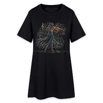 Violoniste jouant du violon Art de dessin - Robe T-shirt Femme - noir - Devant