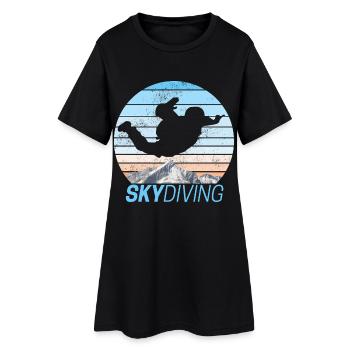 Parachutisme Coucher de soleil - Robe T-shirt Femme - noir - Devant