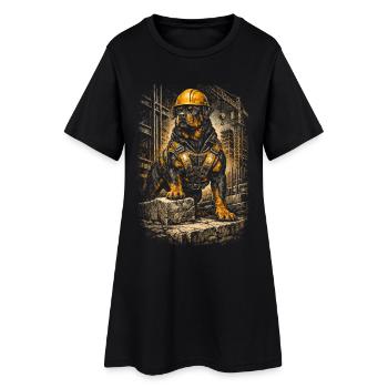 Rottweiler Dog Construction Worker - Women’s T-Shirt Dress - black - Front