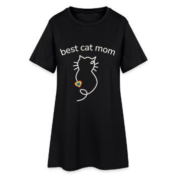 Meilleure maman de chat Couleurs arc-en-ciel Minimaliste au cœur - Robe T-shirt Femme - noir - Devant
