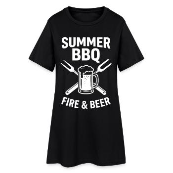 Summer BBQ Fire and Beer Grillmeister Outfit - Frauen T-Shirt-Kleid - Schwarz - Vorne