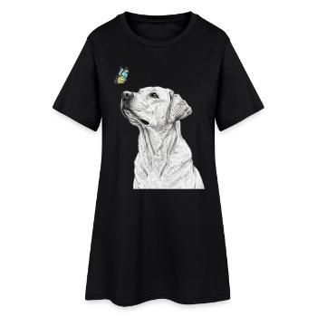 Labrador avec style papillon en forme de banksy - Robe T-shirt Femme - noir - Devant