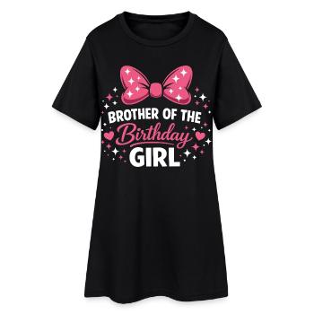 Girl's Birthday Design - Magic Pink Bow and E - Women’s T-Shirt Dress - black - Front