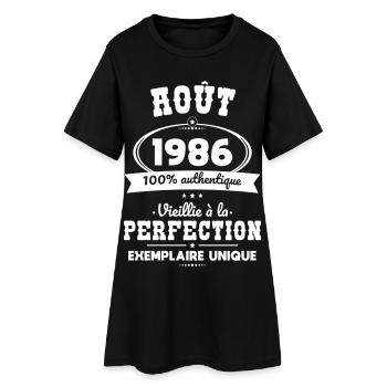 Anniversaire 40 ans - Août 1986 Perfection - Robe T-shirt Femme - noir - Devant