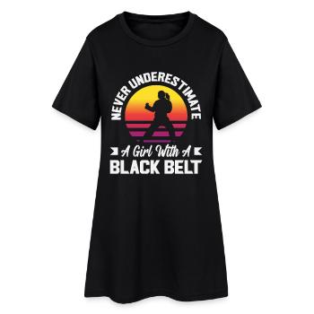 Fille Retro ceinture noire de Karaté Arts Martiaux - Robe T-shirt Femme - noir - Devant