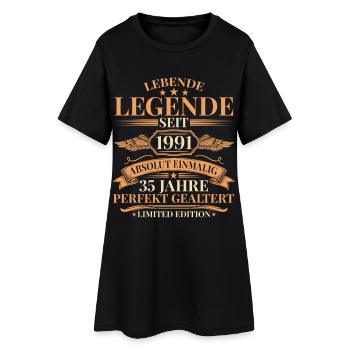 Baujahr 1991 Lebende Legende – 35. Geburtstag - Frauen T-Shirt-Kleid - Schwarz - Vorne